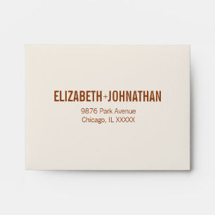 Simple Boho Terracotta Typography Wedding RSVP Envelope