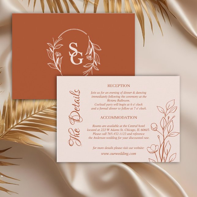 Simple Boho Terracotta Wedding Details Enclosure Card (Creator Uploaded)