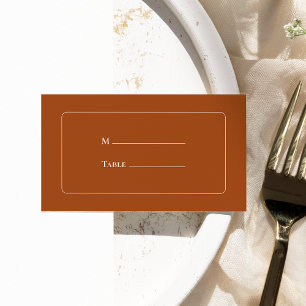 Simple Boho Terracotta Wedding Flat Place Card