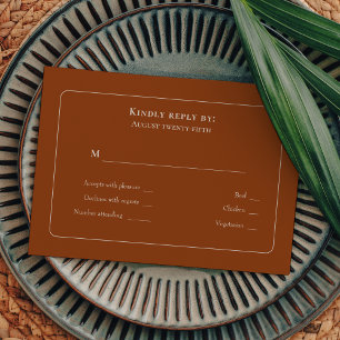 Simple Boho Terracotta Wedding Menu Choice RSVP