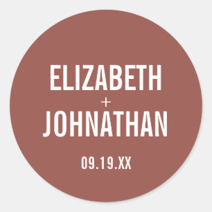 Simple Boho Typography Wedding Classic Round Sticker