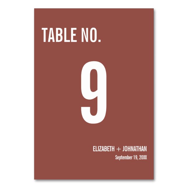 Simple Boho Typography Wedding Table Number (Front)