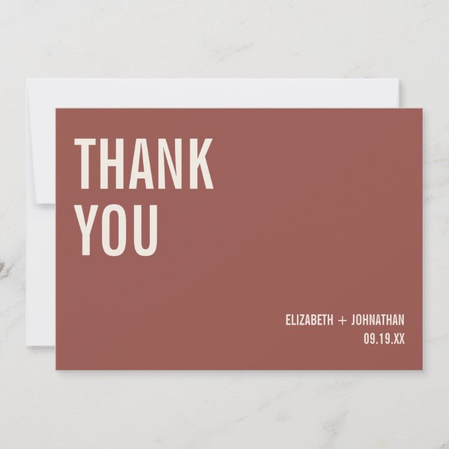 Simple Boho Typography Wedding Thank You Card (Front)