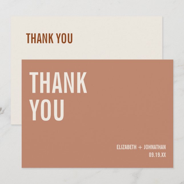 Simple Boho Typography Wedding Thank You Card (Front/Back)