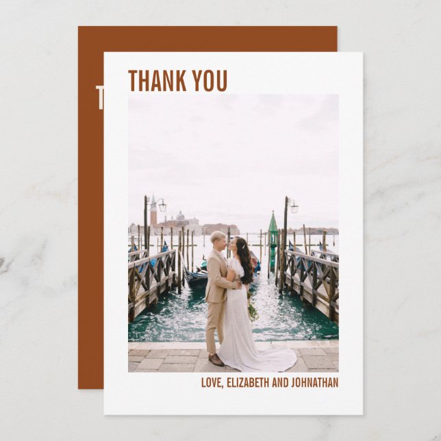 Simple Boho Typography Wedding Thank You Photo (Front/Back)