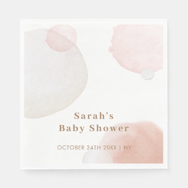 Simple Boho Watercolor Abstract Baby Shower Napkin (Front)
