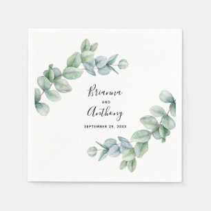 Simple Boho Watercolor Eucalyptus Greenery Wedding Napkin