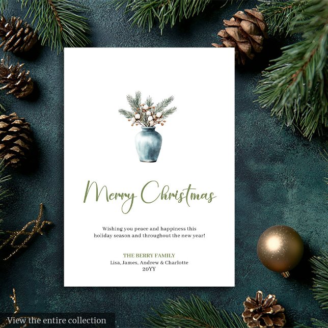 Simple Boho Watercolor Rustic Christmas Greeting Holiday Card (Simple Boho Watercolor Rustic Christmas Greeting Holiday Card )