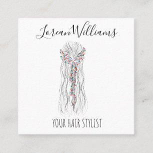 Simple Boho Wedding Hair Stylist Romantic Flower Appointment Card