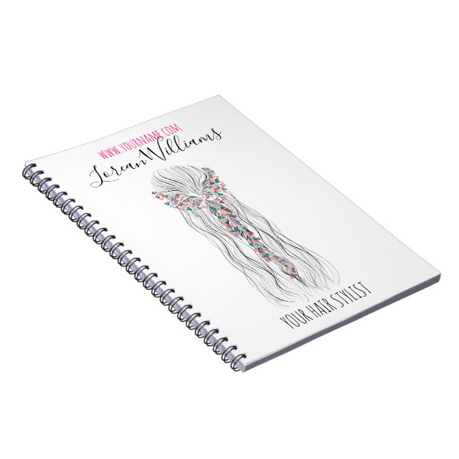 Simple Boho Wedding Hair Stylist Romantic Flower  Notebook (Right Side)