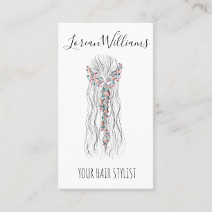 Simple Boho Wedding Hair Stylist Romantic QR Code Business Card