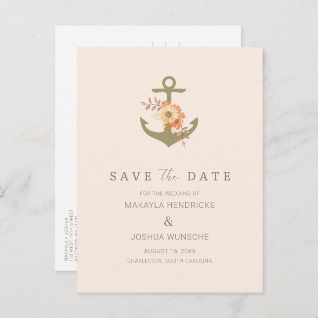 Simple Boho Wedding Save the Date Announcement Postcard (Front/Back)
