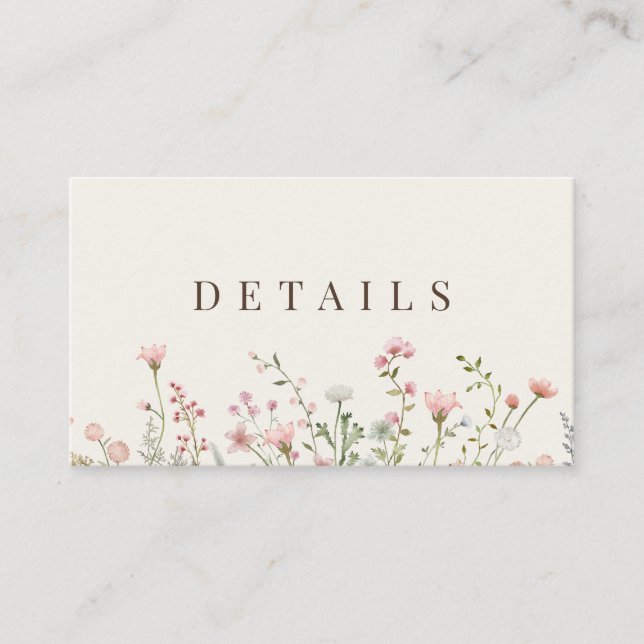Simple Boho Wildflower Beige Details Enclosure Card (Front)