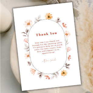 Simple Boho Wildflower Frame Baby Shower  Thank You Card