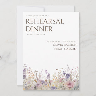 Simple Boho Wildflower Rehearsal Dinner Invitation