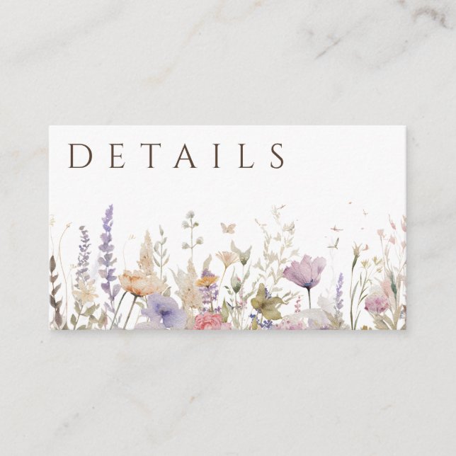 Simple Boho Wildflower White Details  Enclosure Card (Front)