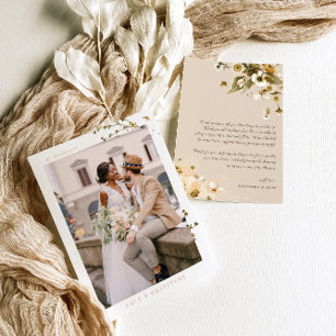 Simple Boho Wildflowers   Photo Wedding Thank You Card