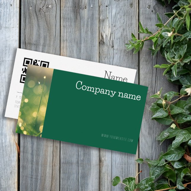 Simple bokeh grass photo QR green Business Card (Simple bokeh grass photo QR green Business Card.)