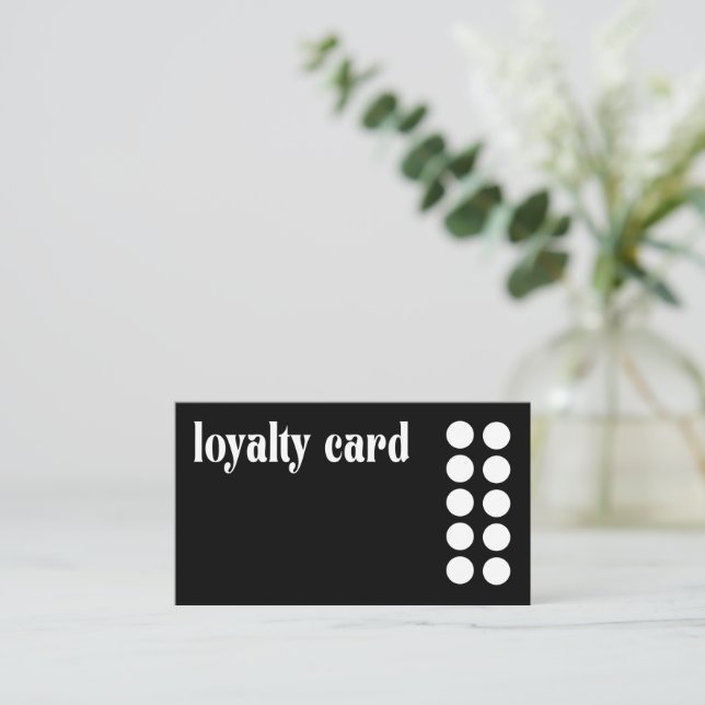 Simple Bold Black Minimal Modern Loyalty Card (Standing Front)