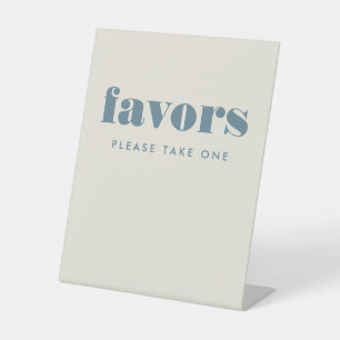 Simple Bold Blue Typography Table Wedding Favours Pedestal Sign