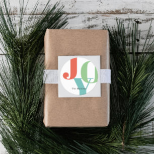 Simple Bold Colourful JOY Christmas Holiday Classic Round Sticker