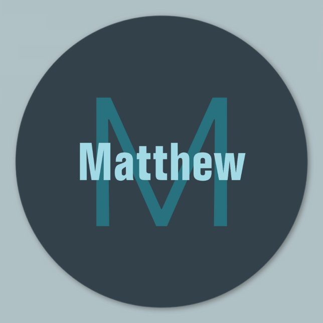 Simple Bold Customisable Monogrammed Name  Classic Round Sticker (Creator Uploaded)
