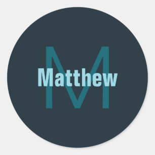 Simple Bold Customisable Monogrammed Name  Classic Round Sticker