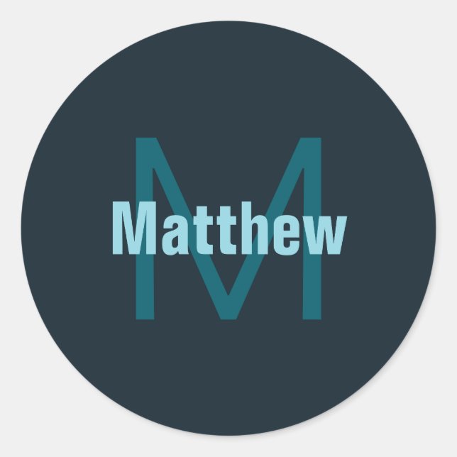 Simple Bold Customisable Monogrammed Name  Classic Round Sticker (Front)
