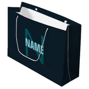 Simple Bold Customisable Monogrammed Name  Large Gift Bag