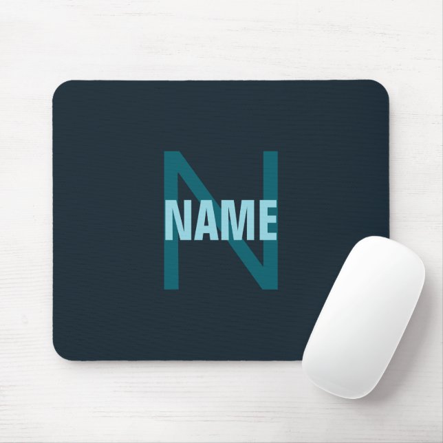 Simple Bold Customisable Monogrammed Name  Mouse Pad (With Mouse)