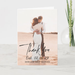 Simple Bold Date Modern Wedding Thank You Card