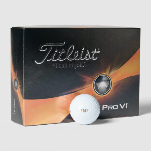 Simple Bold Gold Font Monogram Titleist Pro V1 Golf Balls