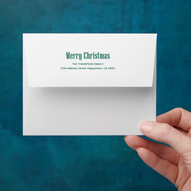 Simple Bold Green Merry Christmas Holiday Envelope (Hand)