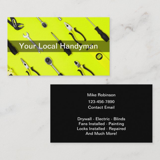 Simple Bold Handyman Style Business Cards (Front/Back)