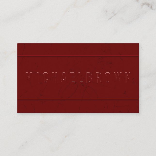 simple bold marble burgundy business card (Front)