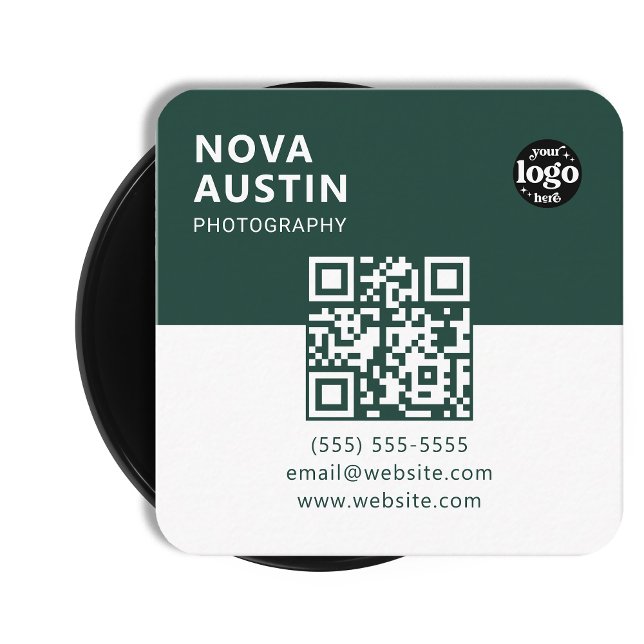 Simple Bold Minimal Company Logo Modern QR Code Square Business Card (Creator Uploaded)
