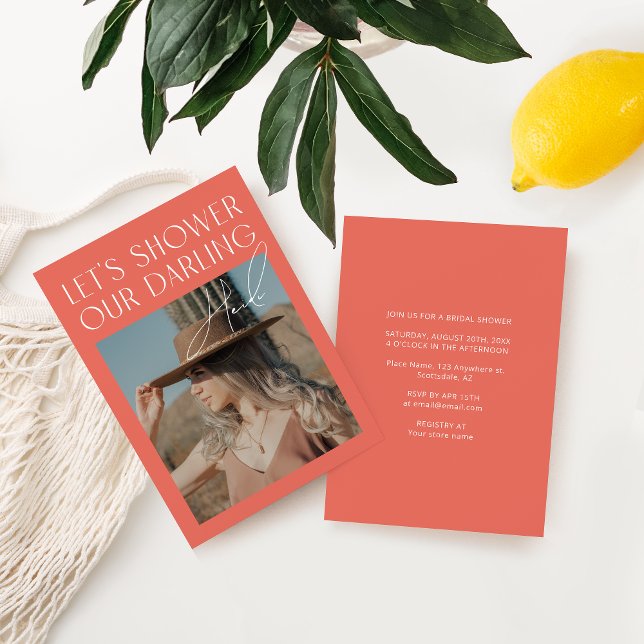 Simple Bold Minimalist Pink Bridal Shower Invitation (Creator Uploaded)