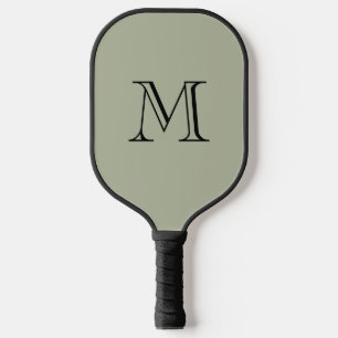 Simple Bold Monogram Initial Sage Green Pickleball Paddle