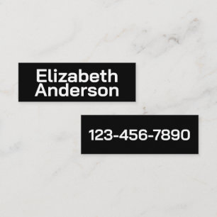 Simple Bold Name and Phone Number Black Mini Business Card