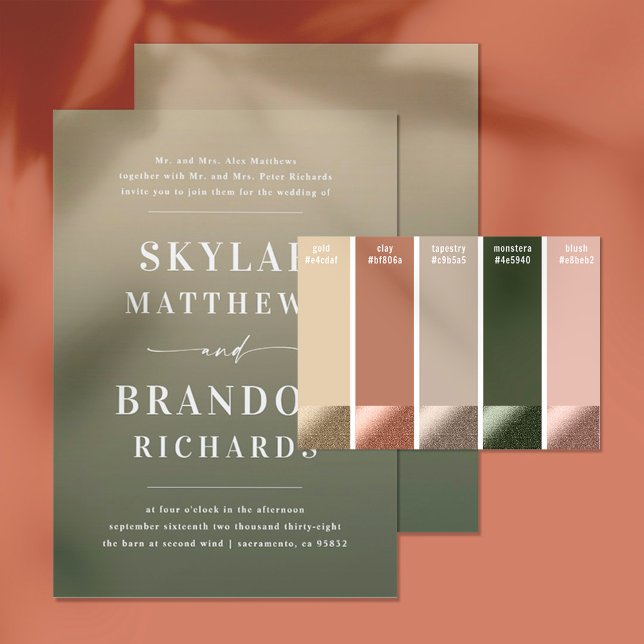 Simple Bold Names Green & Gold Ombre Wedding Invitation (Creator Uploaded)