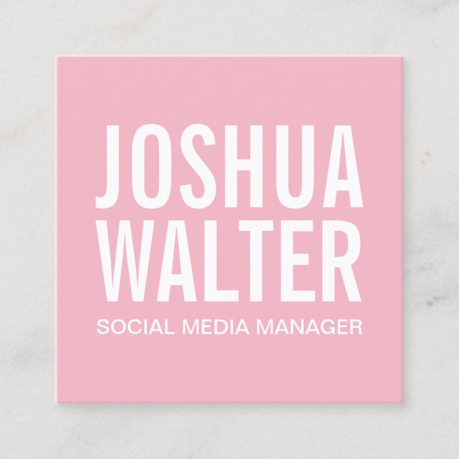 Simple Bold (Pink) Square Business Card (Front)