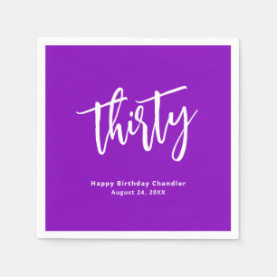 Simple Bold Purple 30th Birthday Party Napkin