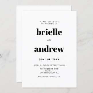 Simple Bold Serif Wedding Invitation