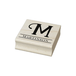 Simple Bold Single Initial Monogram Name #10 Rubber Stamp