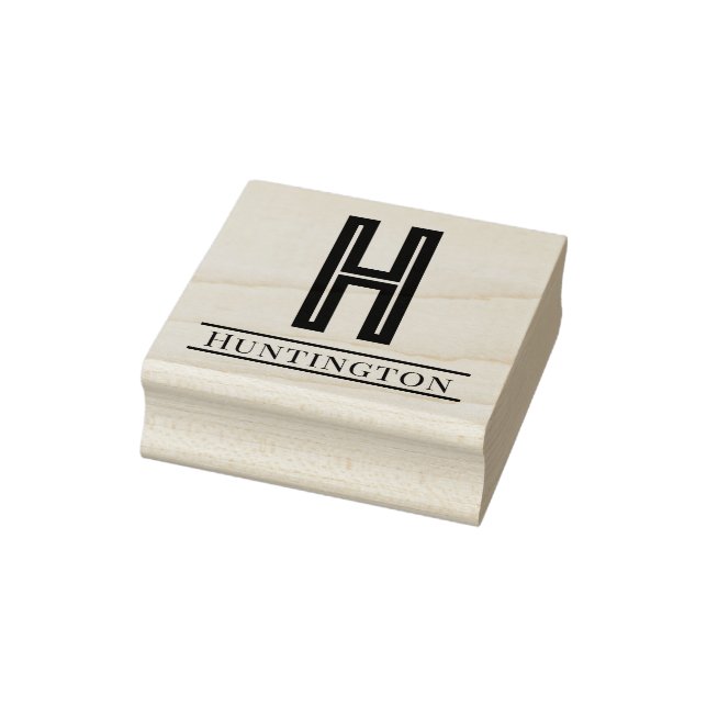 Simple Bold Single Initial Monogram Name #12 Rubber Stamp (Stamp)