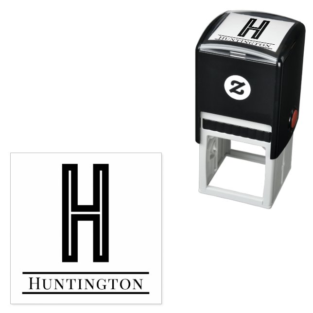 Simple Bold Single Initial Monogram Name #12 Self-inking Stamp (In Situ)