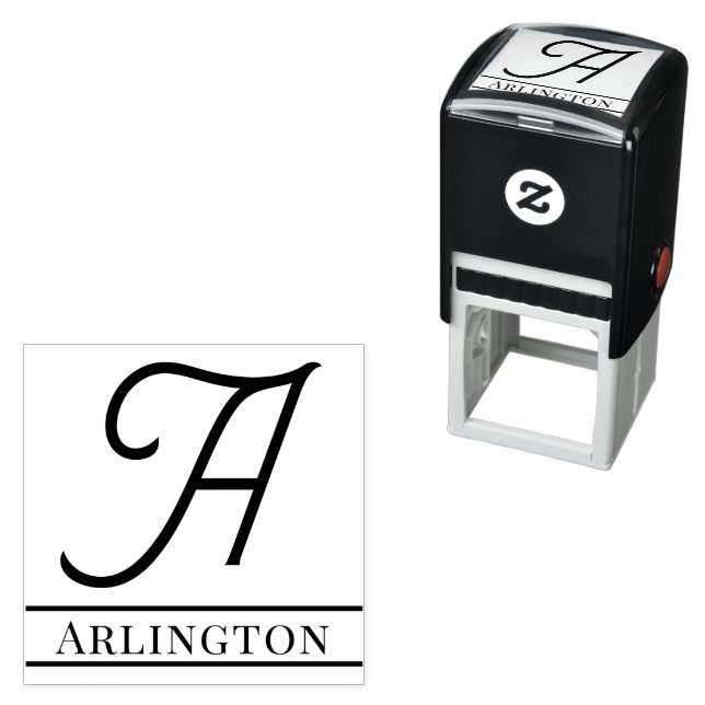 Simple Bold Single Initial Monogram Name #12 Self-inking Stamp (In Situ)