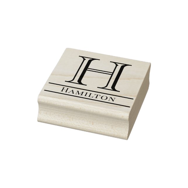 Simple Bold Single Initial Monogram Name #4S Rubber Stamp (Stamp)