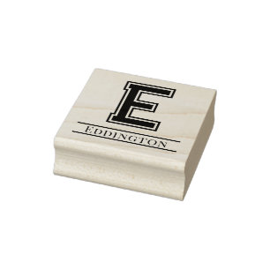 Simple Bold Single Initial Monogram Name #5 Rubber Stamp