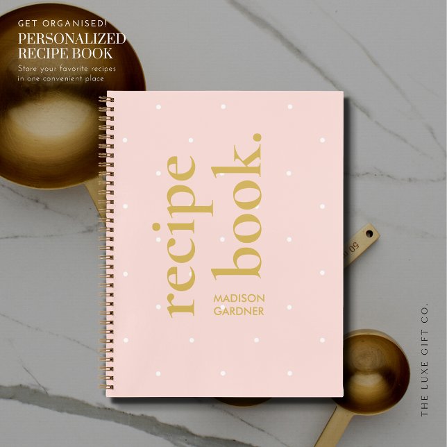 Simple Bold Stylish Blush and Polka Dot Recipe  Notebook (Creator Uploaded)